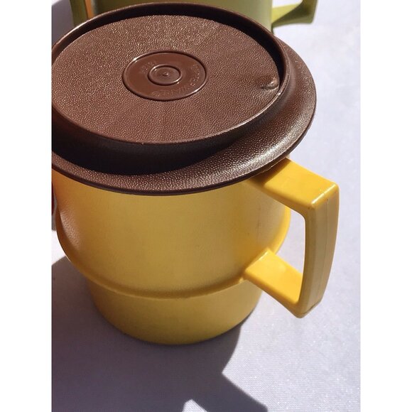 VTG Tupperware 1312 Stacking Coffee Cups Harvest MCM Orange Green Gold Brown Set - Picture 6 of 16